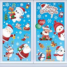 RnCop Christmas Window Stickers, 9 Sheets Double Sides Reusable Christmas Window Clings - Colorful