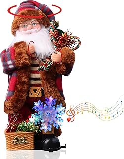 Suewidfay Christmas Santa Claus Standing Figure, 34 CM /13 Inch Santa Claus Doll Moving Father Christmas with music and lights Christmas Ornaments Xmas Home Decoration Christmas