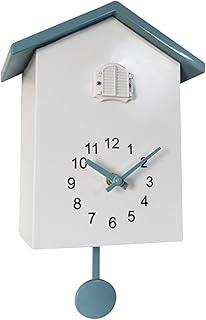 LZLUCKCOME Cuckoo Clock, Modern Cuckoo Clock with Pendulum, Pendulum Clock, Wall Clock, Modern Black Forest Clock, with Night Rest Function, Bird Singing, Bird Voice (White (Top Grey)