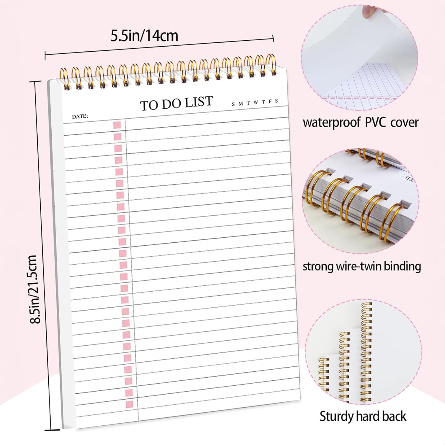 To Do List Pad - Daily Planner Notepad Undated 52 Sheets Tear Off, 6.5" x 9.8" Planning Pad Check List Productivity Notepad for Work, Office, School Supplies-2