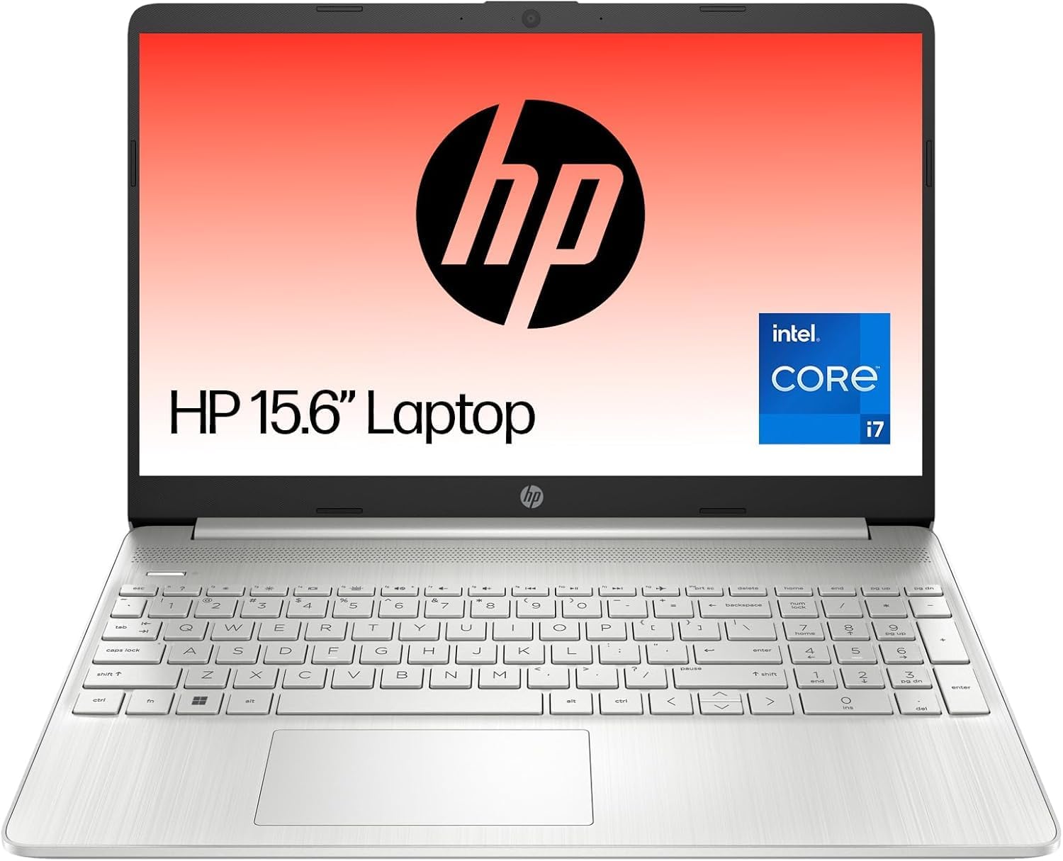 HP 15.6" Laptop , Intel Core i7-1255U Processor , 8 GB RAM , 512 GB SSD , Intel Iris Graphics , FHD Display , Up to 7hrs battery , Win 11 , Dual Speakers , Natural Silver , 15s-fq5030sa-0