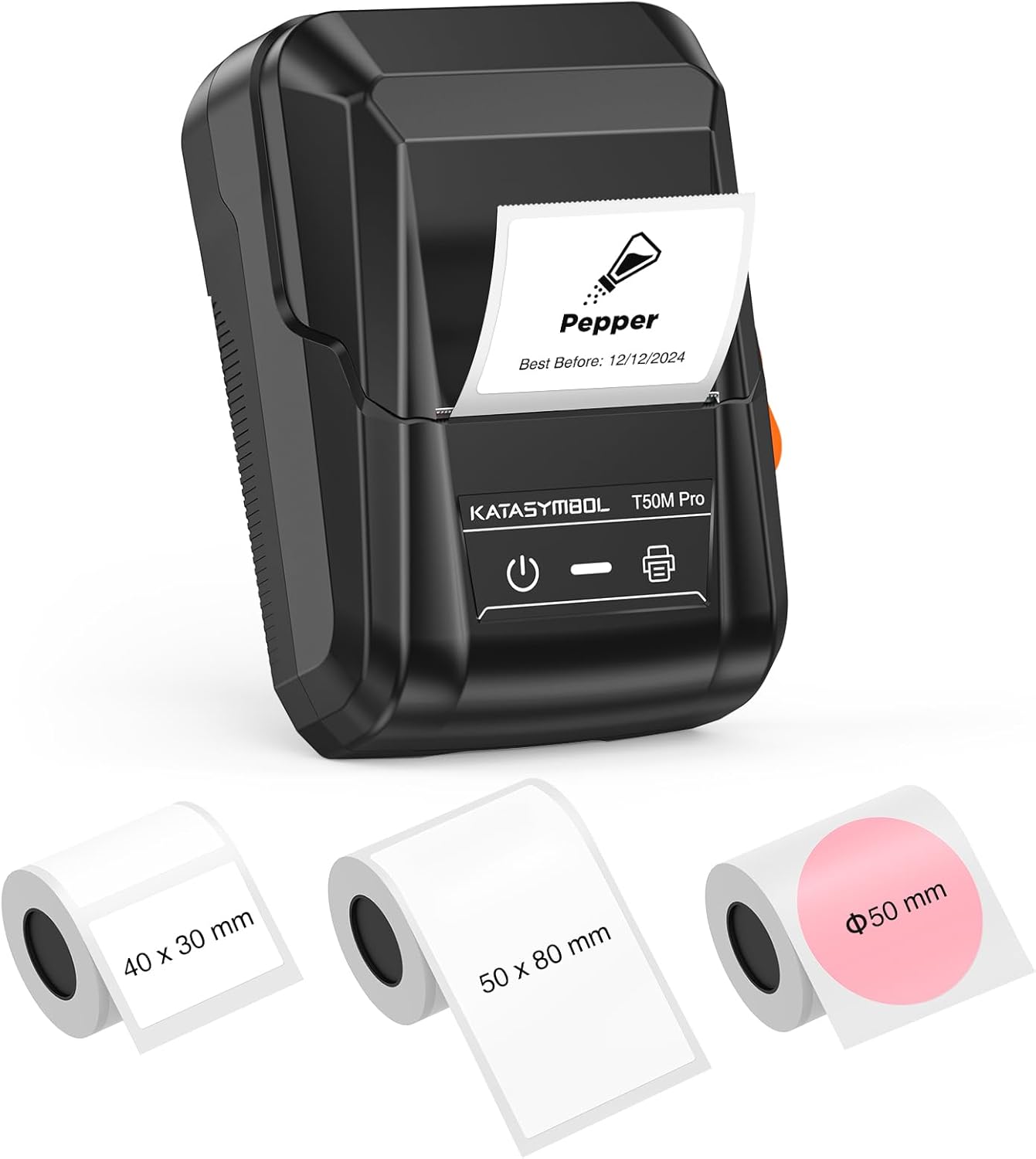 SUPVAN T50M Pro Bluetooth Label Maker Machine with 3 Tapes, Wide Waterproof Label, Versatile App with 40 Fonts and 450+ Icons, Inkless Labeler for Home, Kitchen, School, Office Organization, Black-0