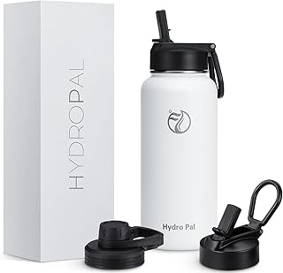 HydroPal Vacuum Insulated Stainless Steel Water Bottle, 1200ml/1000ml/750ml- 2 Lids (Straw Lid and Spout Lid), 2 Straws Water Bottle for 12 Hours Hot & 24 Hours Cold Drinks, Great for Work, Travel