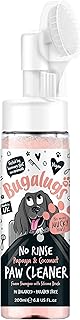 Bugalugs Dog Paw Cleaner No Rinse Foam Cat & Dog shampoo with Silicone Brush Head, waterless grooming products. Travel friendly paw cleaner for dogs defeat muddy paws on the go (Papaya & Coconut)