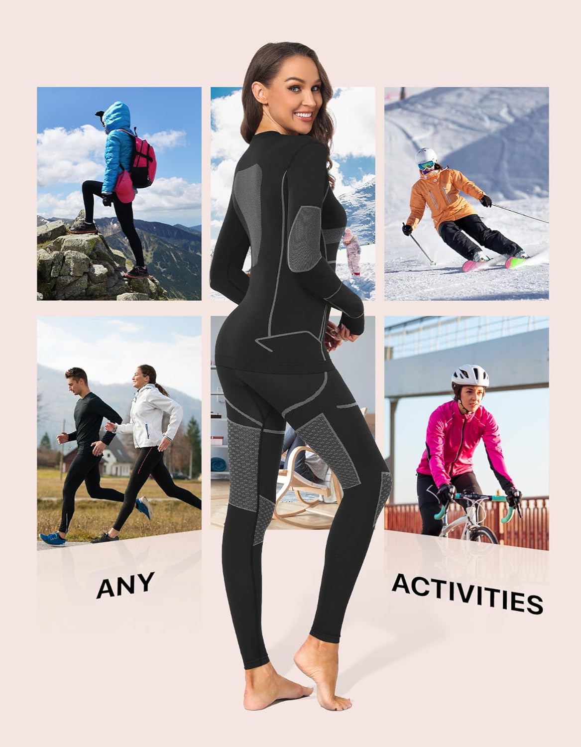 SIMIYA Thermal Underwear Womens Ski Base Layer Ultra Soft Long Sleeve Tops and Leggings Ladies Winter Thermal Set-4