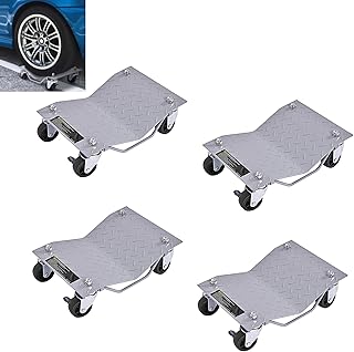 GiantexUK 4 Pack Tire Wheel Dollies, 6000LBS/2720KG Heavy Duty Car Tire Skates Positioning Trolley with Wheels, 12’’x16’’ Ball Bearings Recovery Jack Auto Repair Moving