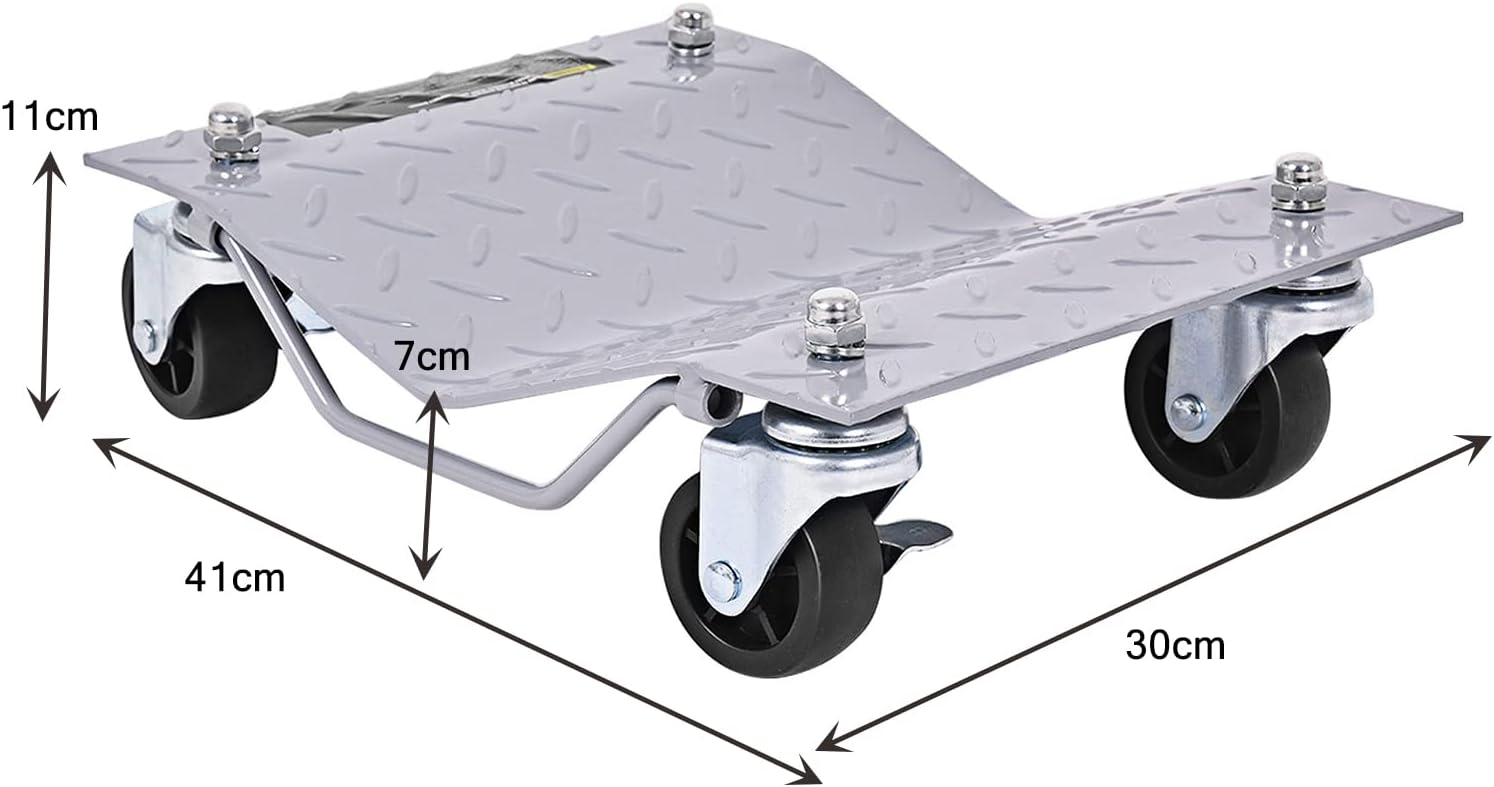 GiantexUK 4 Pack Tire Wheel Dollies, 6000LBS/2720KG Heavy Duty Car Tire Skates Positioning Trolley with Wheels, 12’’x16’’ Ball Bearings Recovery Jack Auto Repair Moving-5