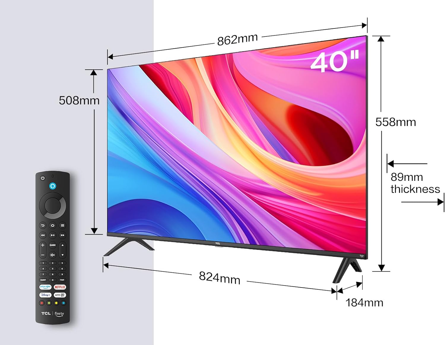 TCL 40SF540K 40-inch FHD Smart Television - HDR & HLG-Dolby Audio-DTS Virtual X/DTS-HD-Metal Bezel-less-Dual-band Wifi 5-with Fire OS 7 system-1