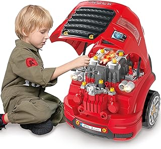 NaXew Large Truck Engine Toy, Big Truck Builder Kit for Toddlers, Kids Mechanic Repair Set, Removable Engine Workshop with Light and Sound, Gift for 4 5 6 7 8 Boys