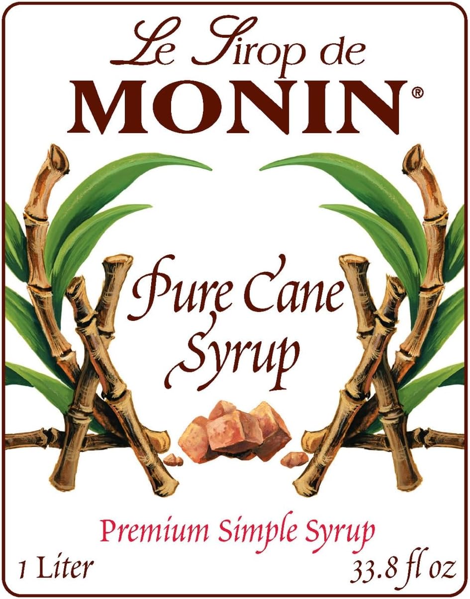 Monin Pure Cane Sugar Coffee Syrup 1L for Coffee and Cocktail | Premium with Natural Flavours and Colourings | Vegan-Friendly | Includes Jaspem Drink Recipe eBook-1