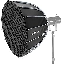 NEEWER 35.4"/90cm Parabolic Softbox Bowens Mount, Quick Release with Diffusers/Grid/Bag for Video Continous Lighting CB60 CB200B MS60 MS150B Q4 Compatible with Godox Amaran 100x Aputure 600d, NS90P