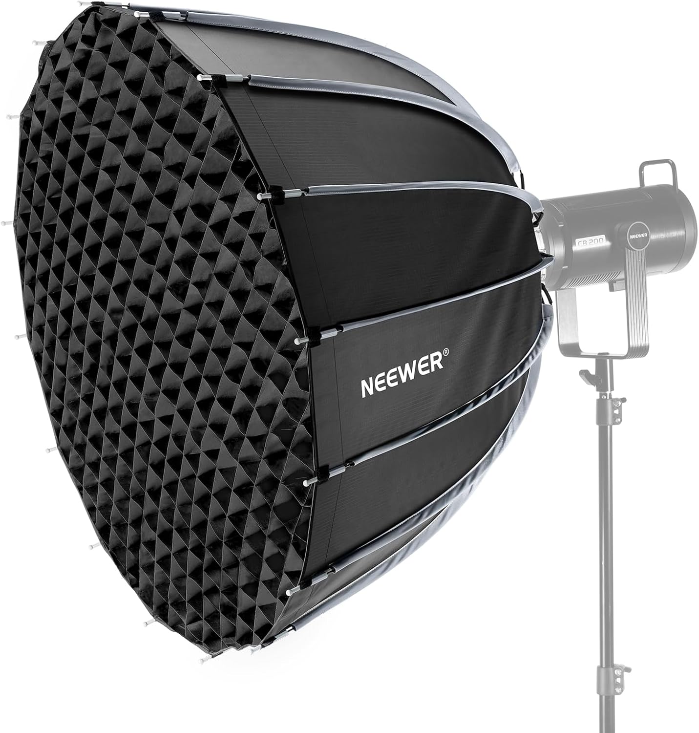 NEEWER 35.4"/90cm Parabolic Softbox Bowens Mount, Quick Release with Diffusers/Grid/Bag for Video Continous Lighting CB60 CB200B MS60 MS150B Q4 Compatible with Godox Amaran 100x Aputure 600d, NS90P-0