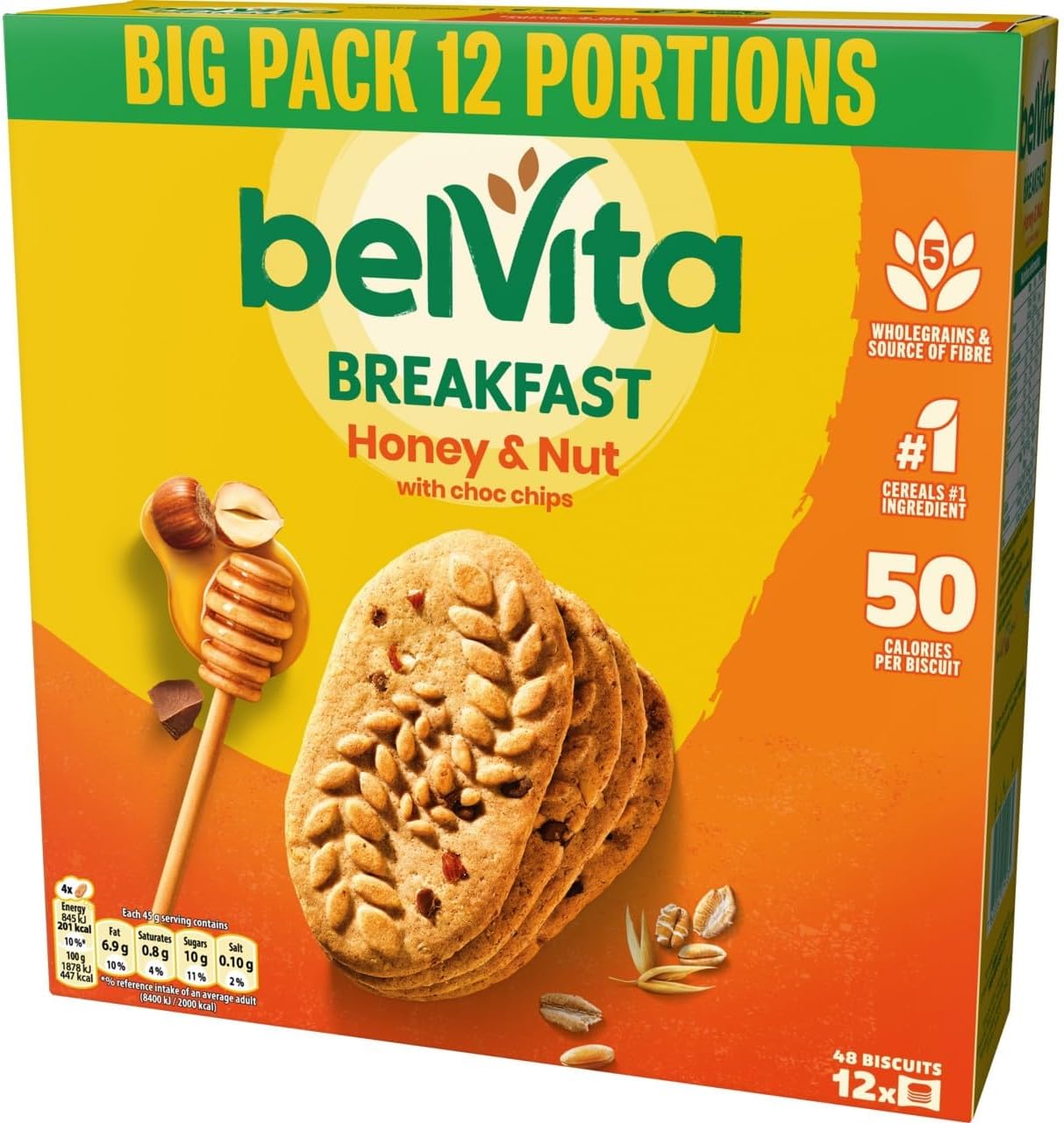 Belvita Breakfast Honey & Nuts with Choc Chips Biscuits, 540 g-1