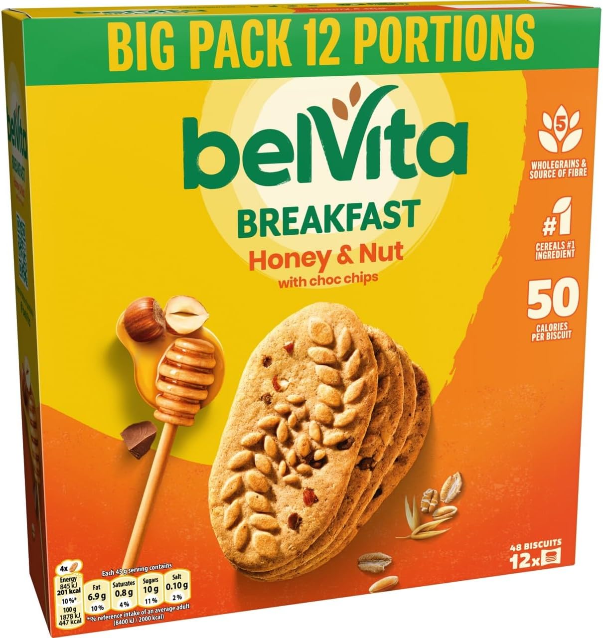 Belvita Breakfast Honey & Nuts with Choc Chips Biscuits, 540 g-2