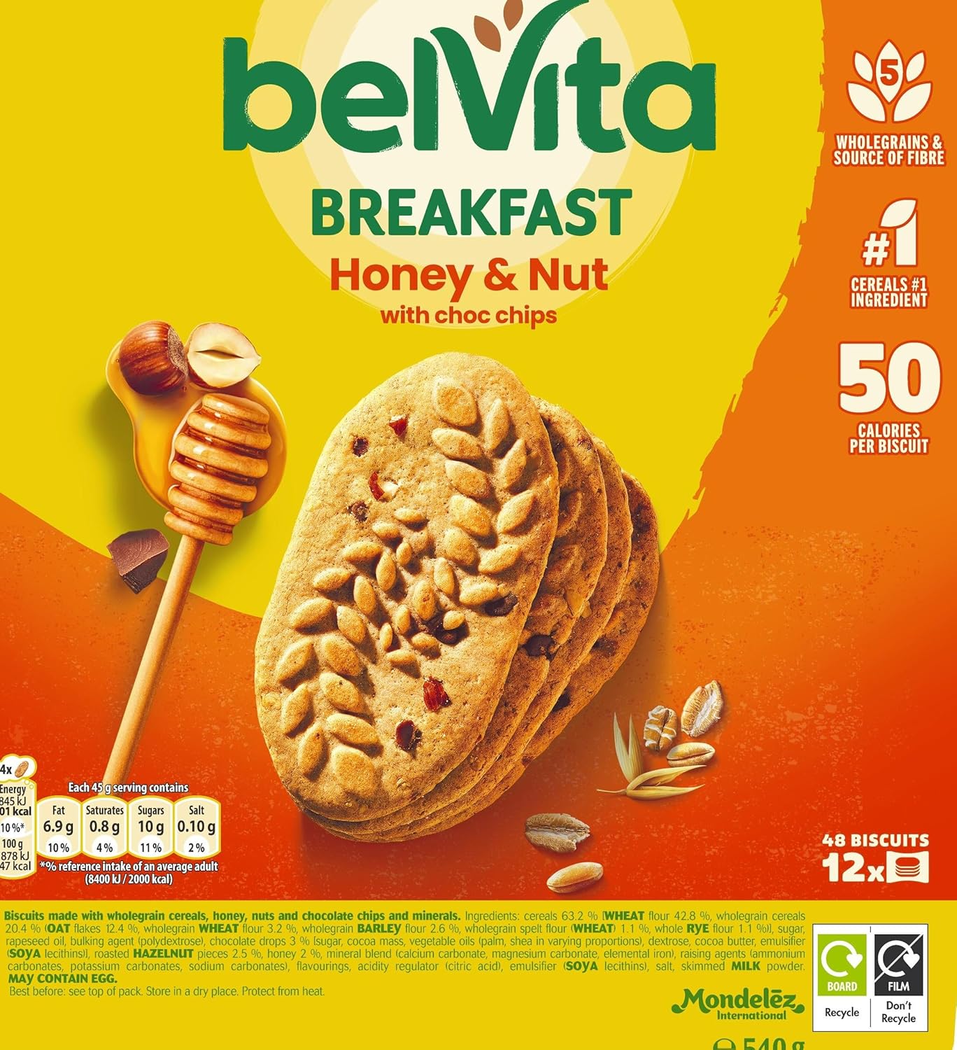 Belvita Breakfast Honey & Nuts with Choc Chips Biscuits, 540 g-4