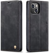 QLTYPRI Case for iPhone 15 Plus 6.7 inch, Vintage PU Leather Wallet Case Card Slot Kickstand Magnetic Closure Shockproof Flip Folio Book Case Cover for iPhone 15 Plus - Black