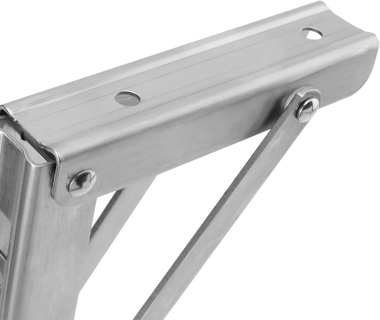 ZEONHAK 4 PCS 10 Inch Folding Shelf Brackets, 25cm Stainless Steel Collapsible Table Bracket, Silvery Foldable Supoort Wall Brackets for Workbench, Folding Table, DIY Bracket, Max Load 165 lbs-2