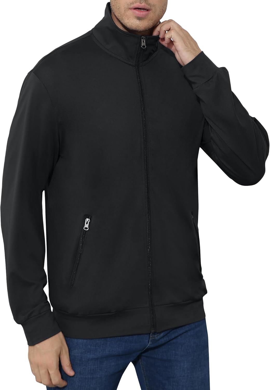 CTU Mens Sweatshirt Full Zip Active Stretchable Jacket Lightweight Long Sleeve Jacket-2