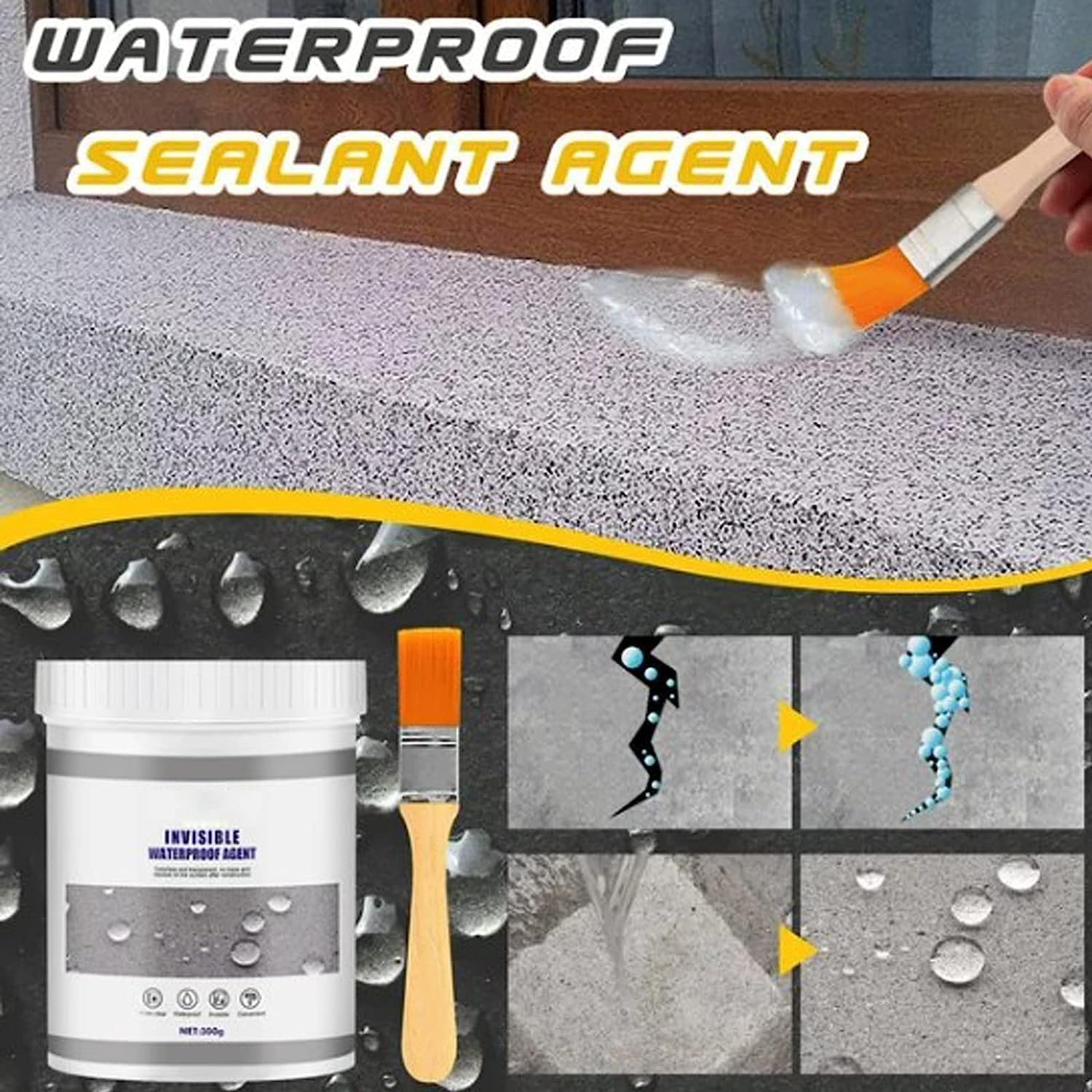 300g Invisible Waterproof Anti-Leaking Sealant Agent, Transparent Waterproof Coating Agent, Waterproof Insulation Sealant, Coating Tile Trapping Repair Wall Mending Agent for Home Roof Bathroom-2