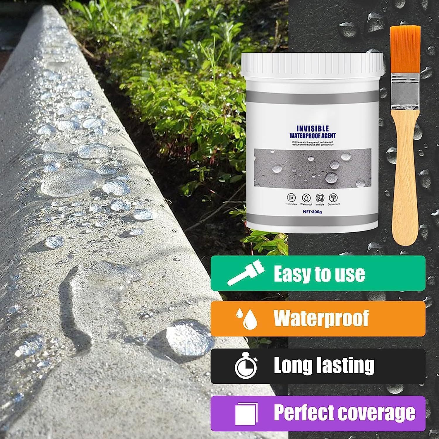 300g Invisible Waterproof Anti-Leaking Sealant Agent, Transparent Waterproof Coating Agent, Waterproof Insulation Sealant, Coating Tile Trapping Repair Wall Mending Agent for Home Roof Bathroom-5