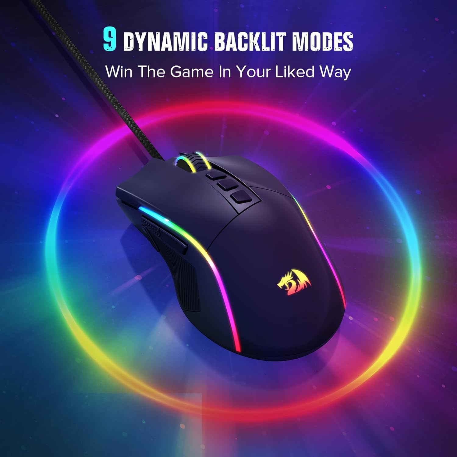 Redragon Gaming Mouse, Wired Gaming Mouse Up to 16,000 DPI Opitacl Sensor, Mouse with Fire Button, Macro Editing, Mouse Gaming with 9 Programmable Buttons & 9 Backlit Modes for FPS/Windows/PC/Mac-4