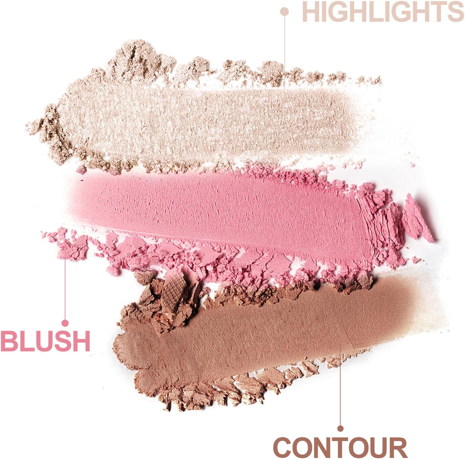 Blushers For Cheeks Make Up 3 Color Face Blush Palette Peach Blusher Shimmering Powdery Blusher Buildable Pressed Powder For Highlighter Contour Lightweight Natural Finish (01)-1