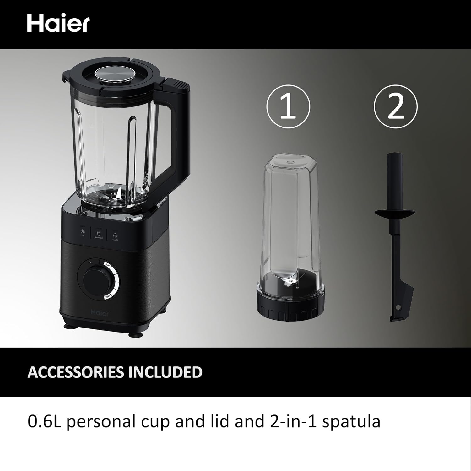 Haier Blender, I-Master Series 5 with 5 Variable Speeds, Ice Crusher, Smoothie Maker, Auto Clean, 1.7L Glass Jug, 0.6L Personal Jug, 1200W, On App, Black [HBL5B2 S5]-12