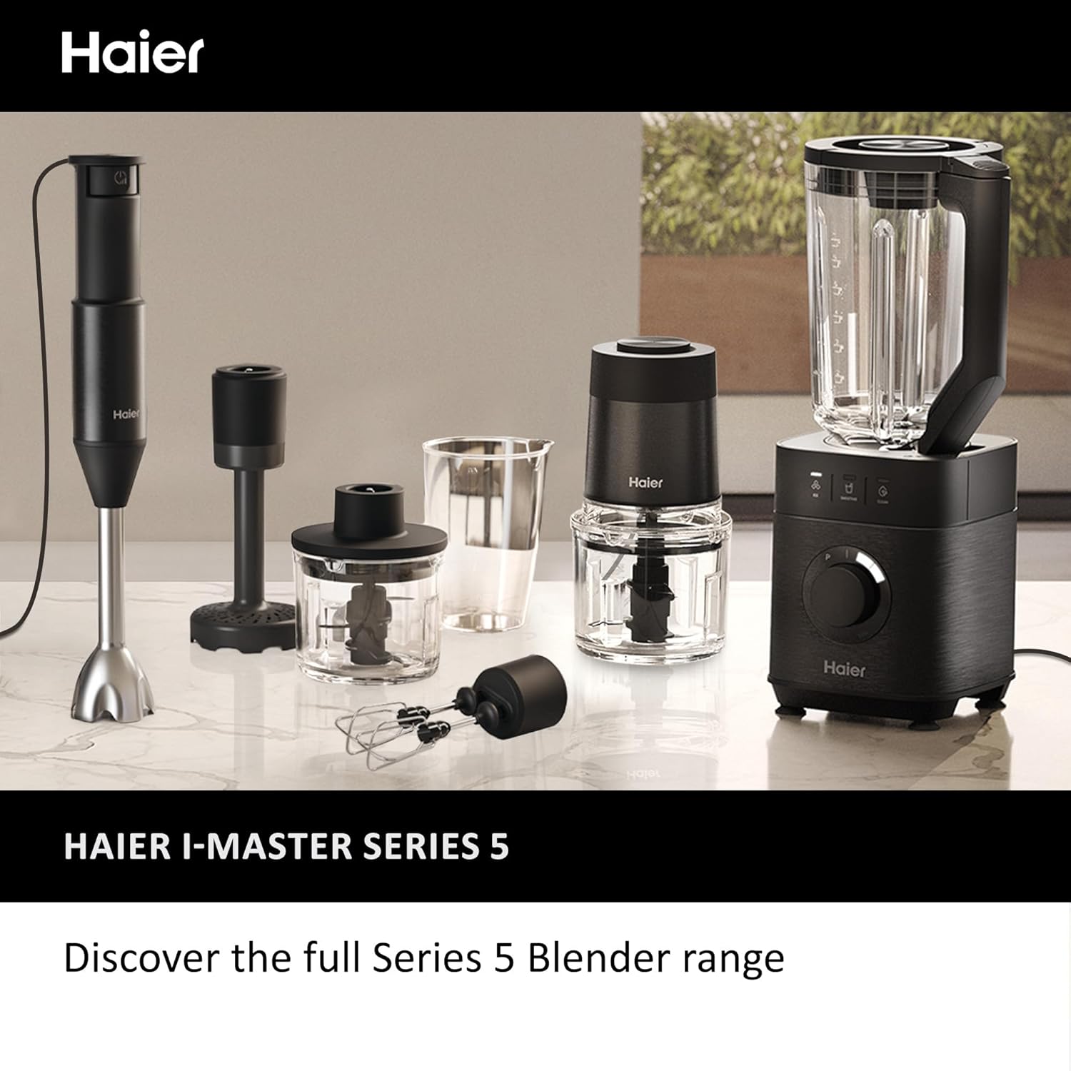 Haier Blender, I-Master Series 5 with 5 Variable Speeds, Ice Crusher, Smoothie Maker, Auto Clean, 1.7L Glass Jug, 0.6L Personal Jug, 1200W, On App, Black [HBL5B2 S5]-13