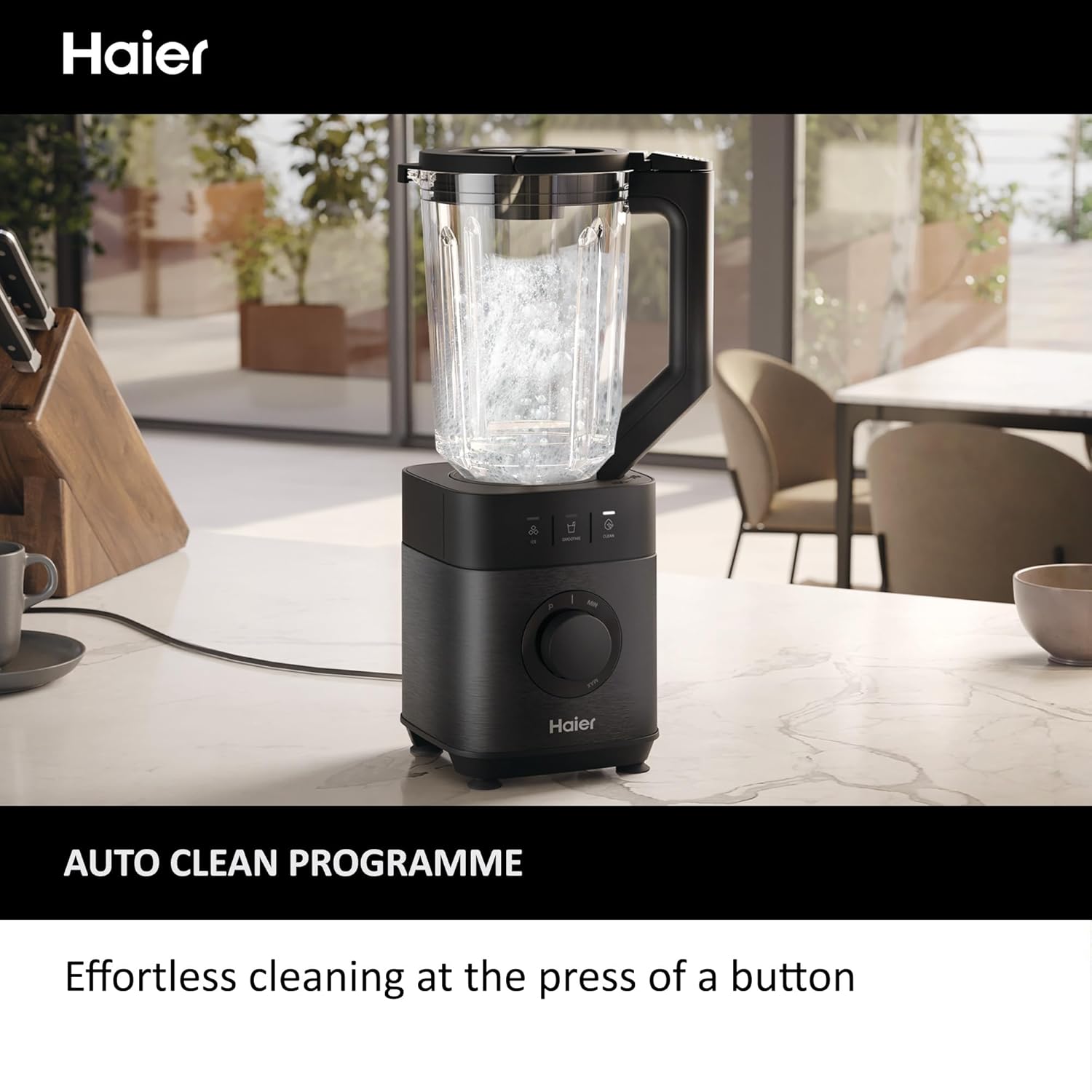 Haier Blender, I-Master Series 5 with 5 Variable Speeds, Ice Crusher, Smoothie Maker, Auto Clean, 1.7L Glass Jug, 0.6L Personal Jug, 1200W, On App, Black [HBL5B2 S5]-5