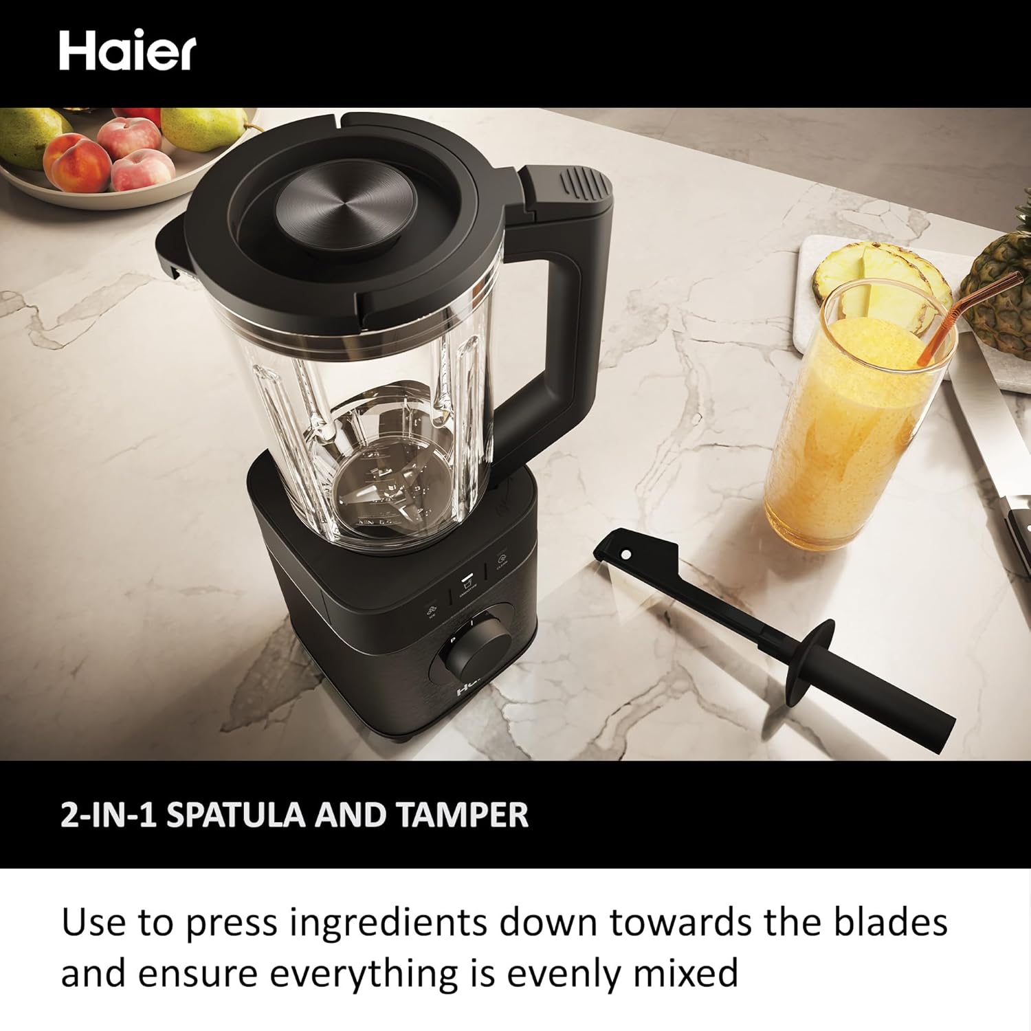 Haier Blender, I-Master Series 5 with 5 Variable Speeds, Ice Crusher, Smoothie Maker, Auto Clean, 1.7L Glass Jug, 0.6L Personal Jug, 1200W, On App, Black [HBL5B2 S5]-8