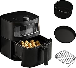 Haier Air Fryer, I-Master Series 5-9-in-1 with Accessory Set - Touch Display - Bake - Roast - Grill - Defrost - Slow Cook - Dehydrate & Yoghurt Making - 7L Capacity - Viewing Window - On App - Black