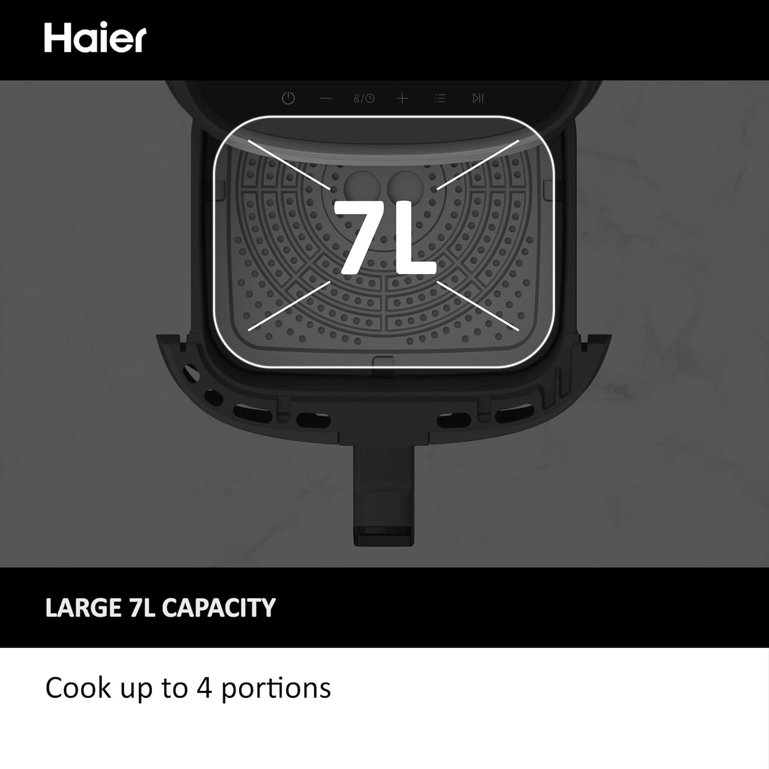 Haier Air Fryer, I-Master Series 5-9-in-1 with Accessory Set - Touch Display - Bake - Roast - Grill - Defrost - Slow Cook - Dehydrate & Yoghurt Making - 7L Capacity - Viewing Window - On App - Black-7