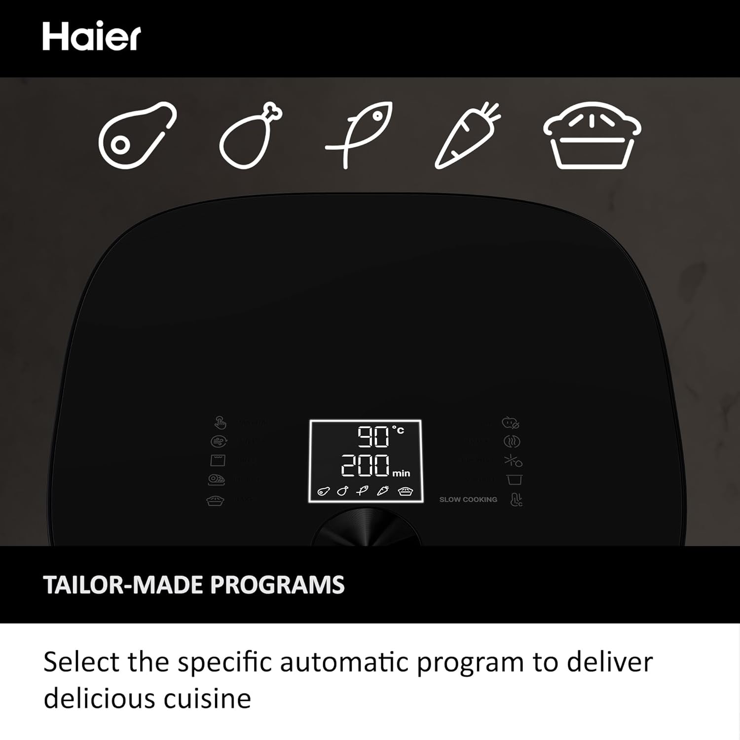 Haier Air Fryer, I-Master Series 5-9-in-1 with Accessory Set - Touch Display - Bake - Roast - Grill - Defrost - Slow Cook - Dehydrate & Yoghurt Making - 7L Capacity - Viewing Window - On App - Black-8