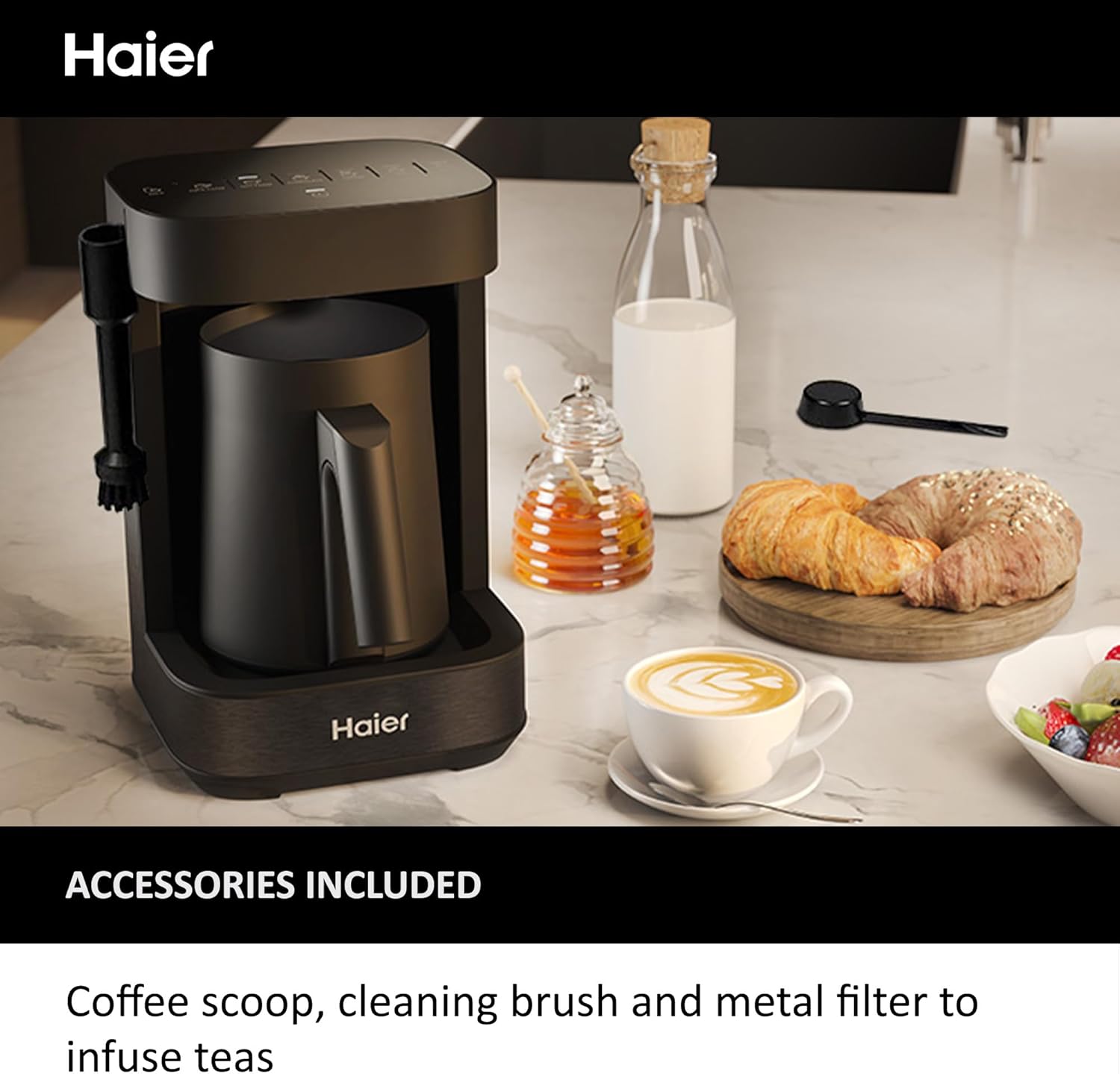 Haier Multi-Beverage Hot Drinks Machine & Frother, I-Master Series 5 All-in-One Coffee Machine & Hot Drinks with Accessories, hOn App, Black [HMB5A]-5