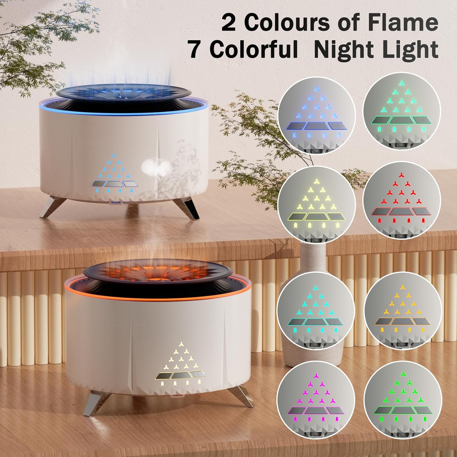 Essential oil Diffuser with Bluetooth Speaker, 350ml Flame Hhumidifier, 2 Colour Jellyfish Mist Flame Air Diffuser, Electric Aromatherapy Diffuser with 4 Natural Sounds, Air Humidifier for Bedroom-3