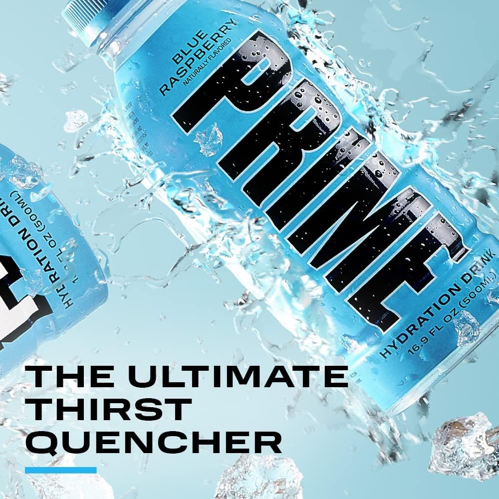 Prime Hydration Drink by Logan Paul & KSI | Blue Raspberry Flavour | 500ml (Pack of 12) - Perfect Boost and Caffeine Free | Zero Sugar | Natural Flavour-3