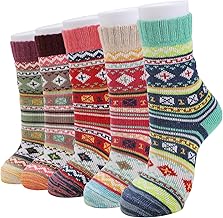 RnCop 5 Pairs Women Winter Socks, Thick Warm Thermal Wool Knitting Ladies Socks, Colourful and Quality Gifts for Women