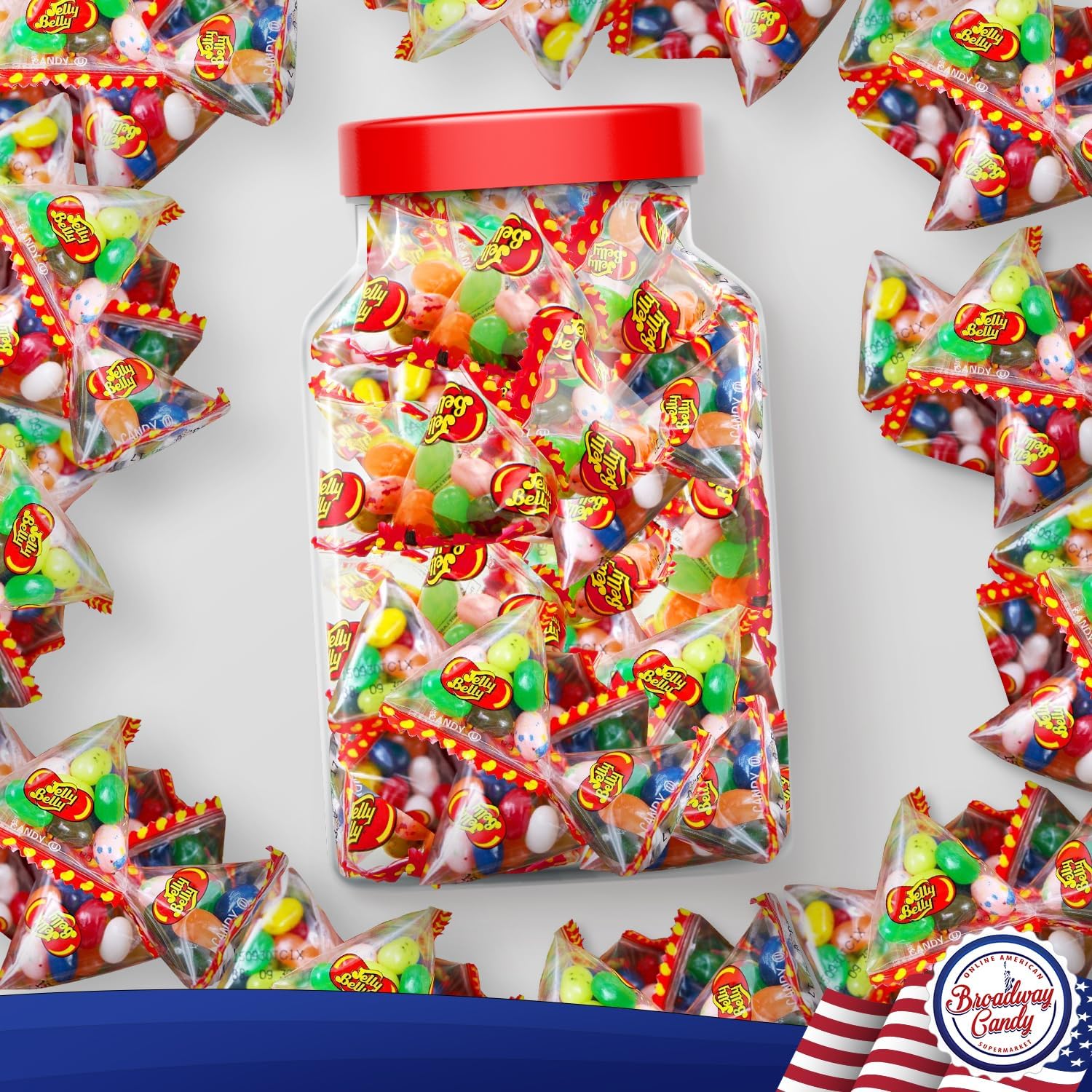 Broadway Candy Sweets Jar - Jelly Belly Pyramid Jar - Approximately 50 Pyramid Bags Filled with an Assortment of Jelly Beans - Variety of Flavours - Perfect for Parties & Portion-Controlled Snacking-3