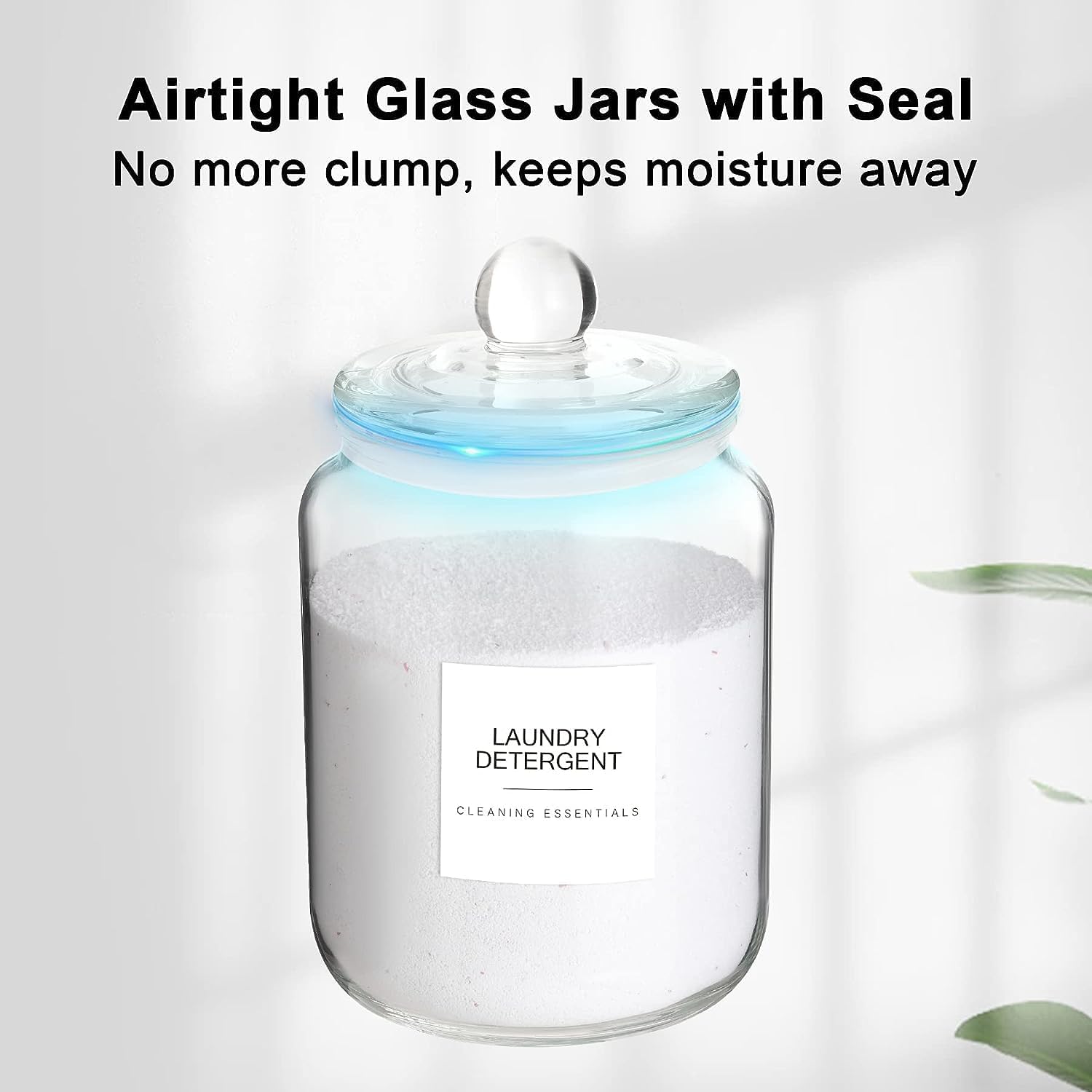 2 Pcs Glass Jars for Laundry Room Organization, 1/2 Gallon Glass Laundry Pods Container,Glass Containers with Lids Storage Labels, Suitable for Detergent Powder,Dryer balls,Scent Boosters,Laundry Room-3