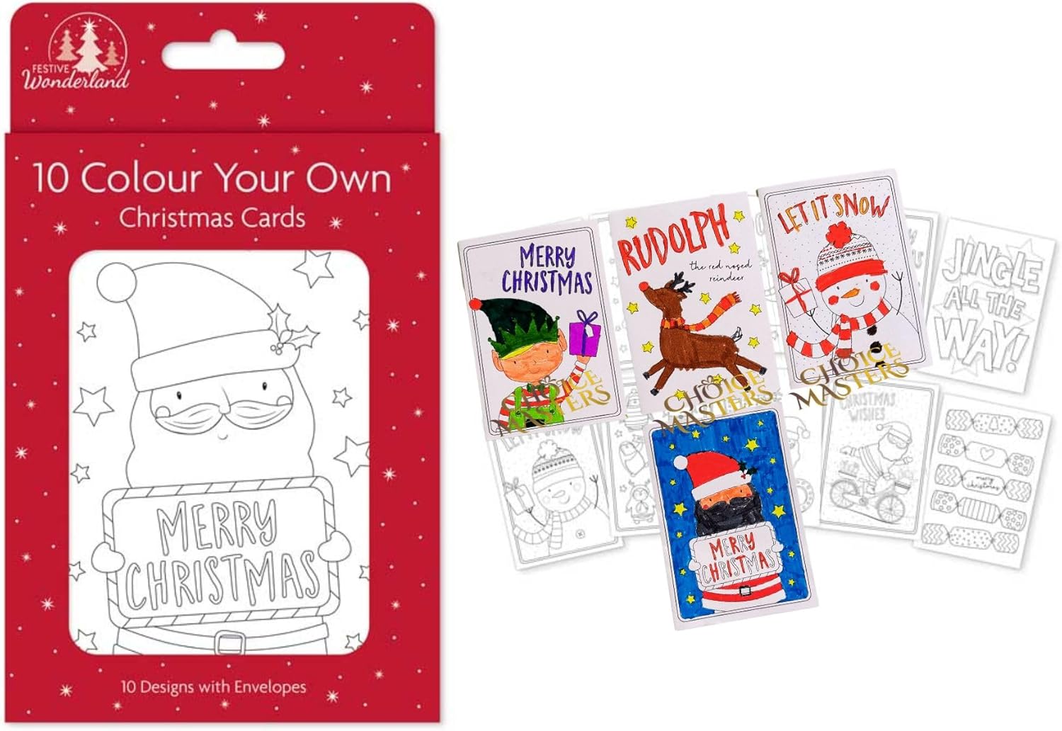 Sync'T Christmas Colour Your Own Cards - Creative Holiday Fun: 10 Colour Your Own Christmas Cards with Envelopes - Fun Xmas Craft Activities for Adults and Children-0