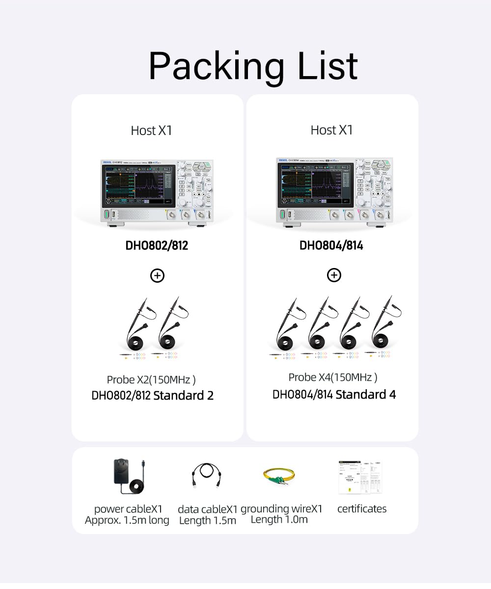 RIGOL DHO802 Portable Digital Oscilloscope, 70MHz Bandwidth, 2 Analogue Channels, 12bit Vertical Resolution, Low Noise Floor, Mobile Power Supply Supportable-1