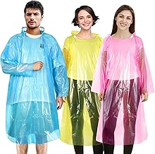 Peaken Disposable Rain Poncho 6 Pack,Clear Poncho Waterproof Adult With Hood and Sleeves for Festivals, Camping, Fishing, Theme Parks