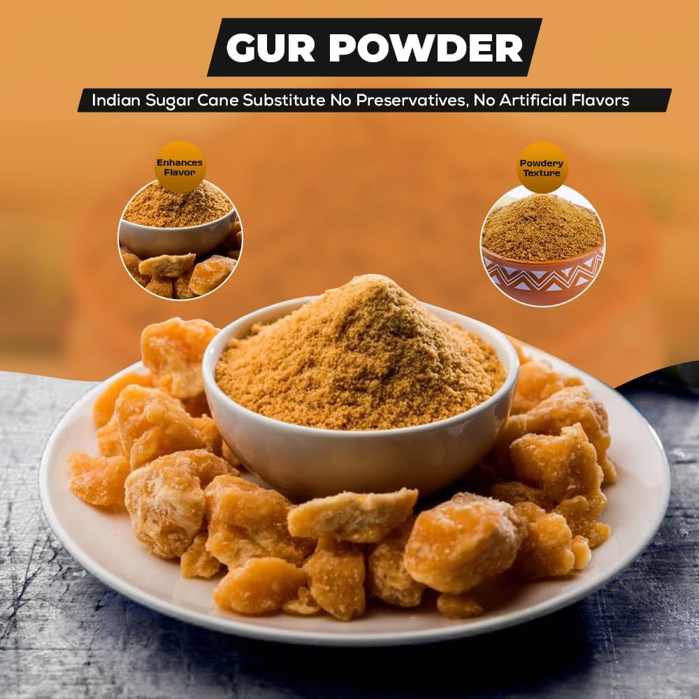 Jaggery Powder-Gur Powder-Goor-1 Kg Natural Sweetener for Diverse Recipes - Indian Sugar Cane Substitute - No Preservatives, No Artificial Flavors-6