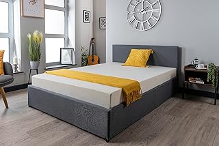 Grey Ottoman Storage Bed (Gas Lift), Sleep Factorys Havana Linen Upholstered Bed Frame - 4ft6 Double (135x190 cm)