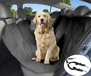 VAKOWOO Dog Car Seat Cover for Dogs Hammock for Car Back Seat, Waterproof Dog Car Hammock Scratchproof Car Seat Cover Rear Back Seat Cover for Dogs, 50 x57 Inch (Bonus Pet Safety Leash)