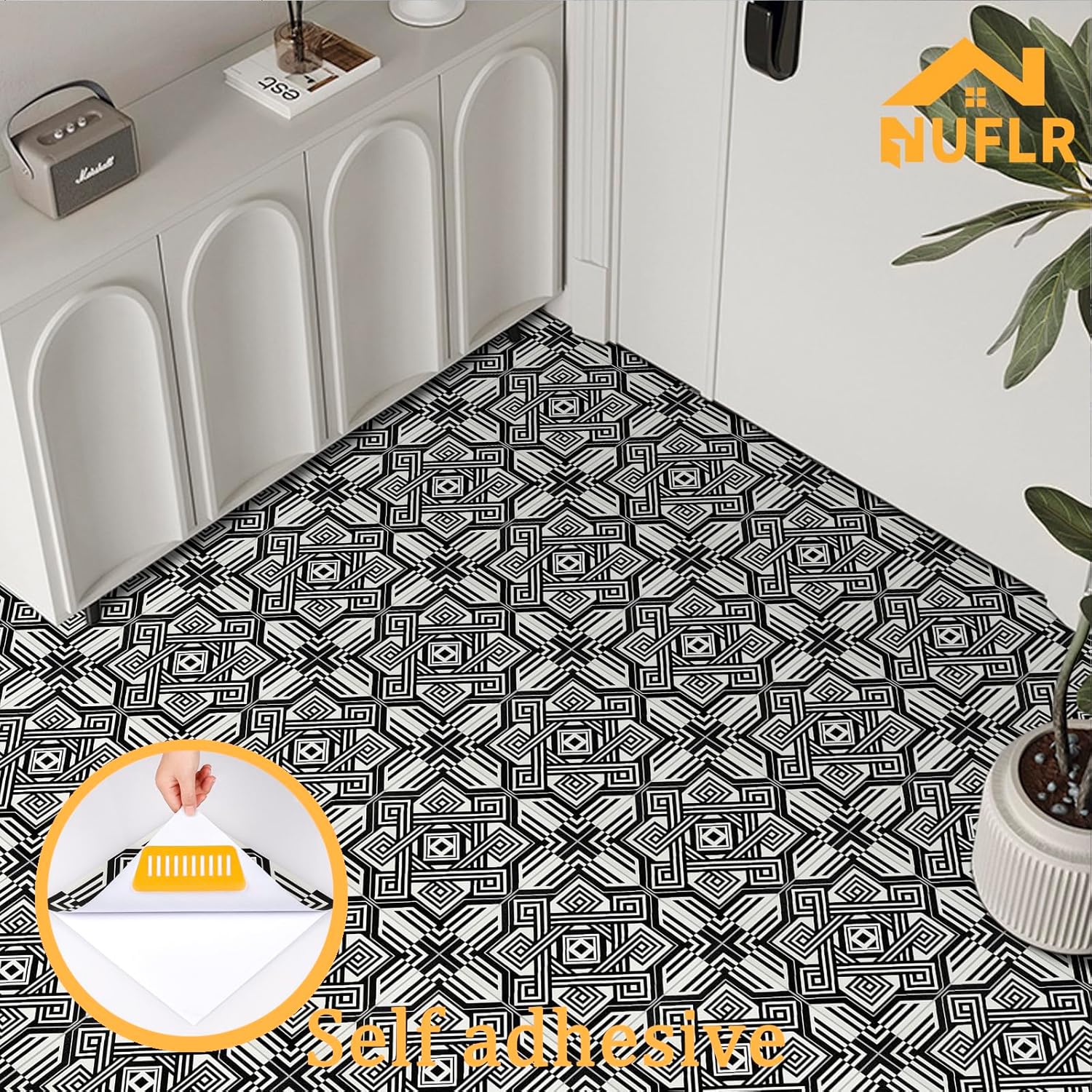 Floor Tiles Self Adhesive Floor Tile, Vinyl Flooring Waterproof, Peel and Stick Floor Tiles for Kitchen Living Room and Bathroom DIY Flooring 30x30cm 10pcs(0.9m2)-1