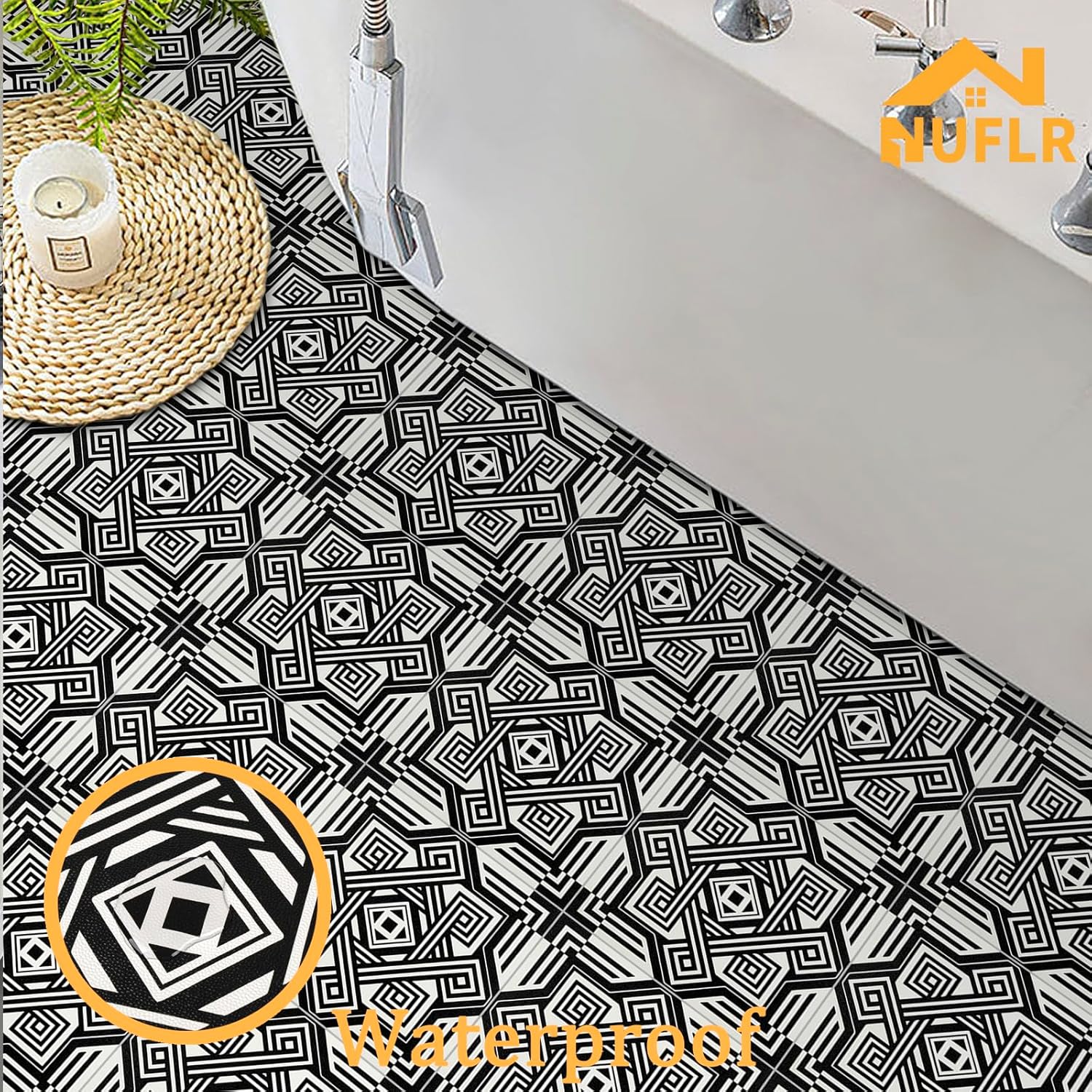 Floor Tiles Self Adhesive Floor Tile, Vinyl Flooring Waterproof, Peel and Stick Floor Tiles for Kitchen Living Room and Bathroom DIY Flooring 30x30cm 10pcs(0.9m2)-2