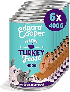 Edgard & Cooper Dog Food Wet for Adult Tin Food Wet Grain Free, Festive Turkey Feast 400g x 6, Fresh meat, High Protein & Natural Ingredients