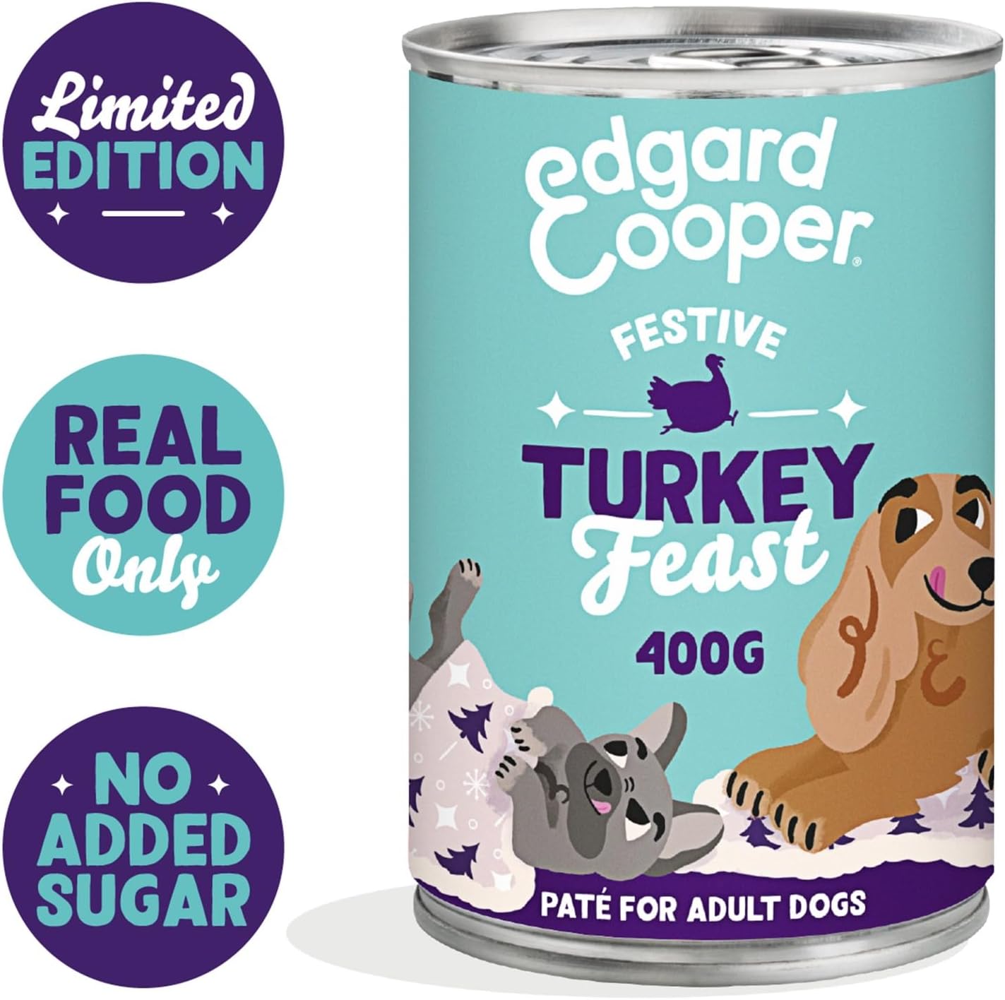 Edgard & Cooper Dog Food Wet for Adult Tin Food Wet Grain Free, Festive Turkey Feast 400g x 6, Fresh meat, High Protein & Natural Ingredients-1