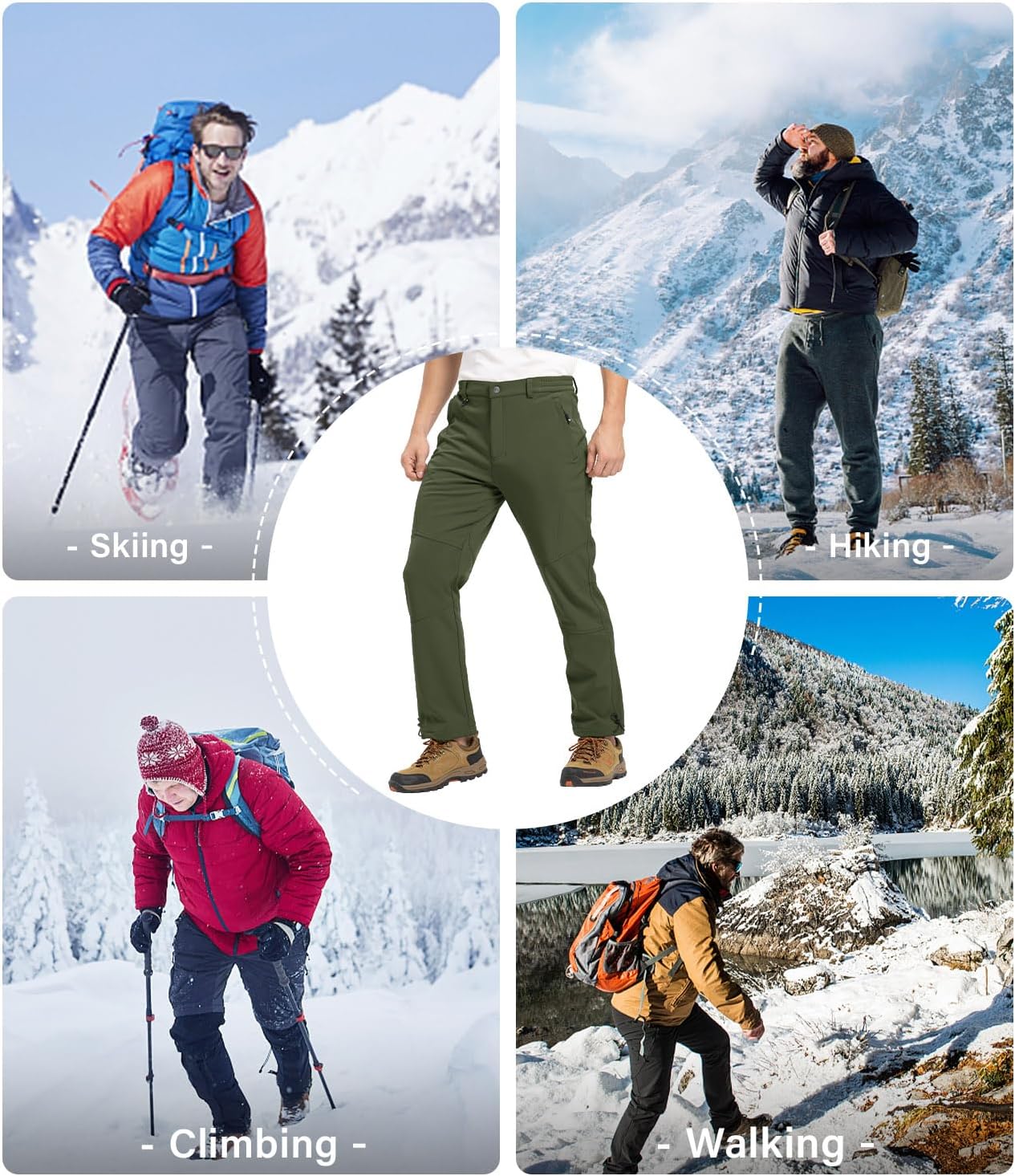 donhobo Men's Waterproof Hiking Walking Trousers,Mens Winter Warm Ski Trousers,Drawstring Adjustable Ankle Fleece Lined Outdoor Pants-6